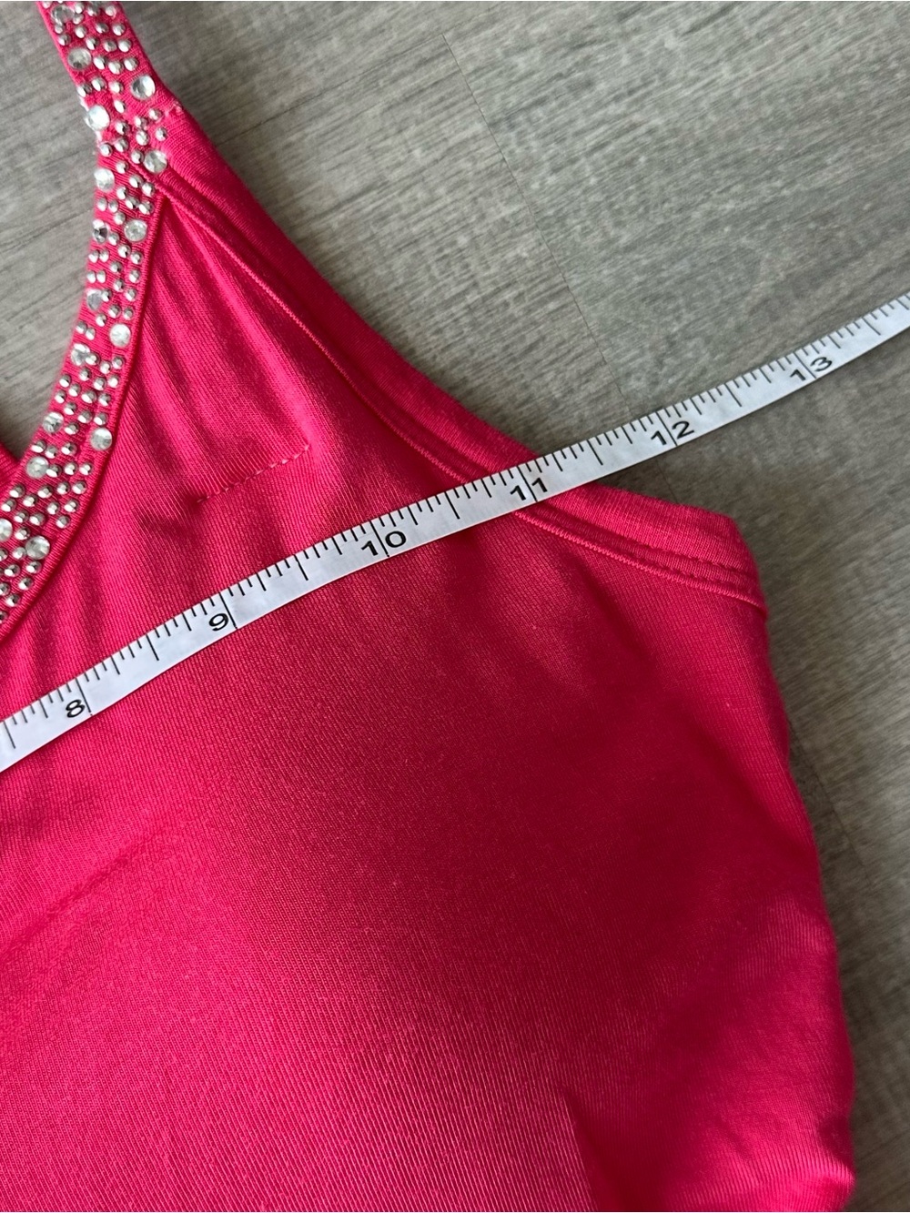 Women’s Racerback Tank Top Pink Rhinestone with padding - Picture 3 of 5